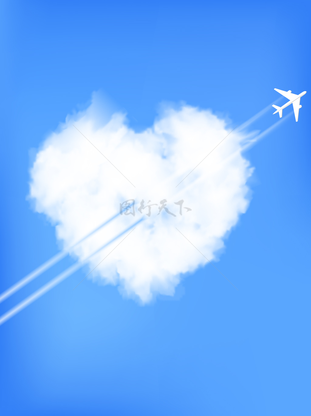 情人节飞机穿过心形云朵