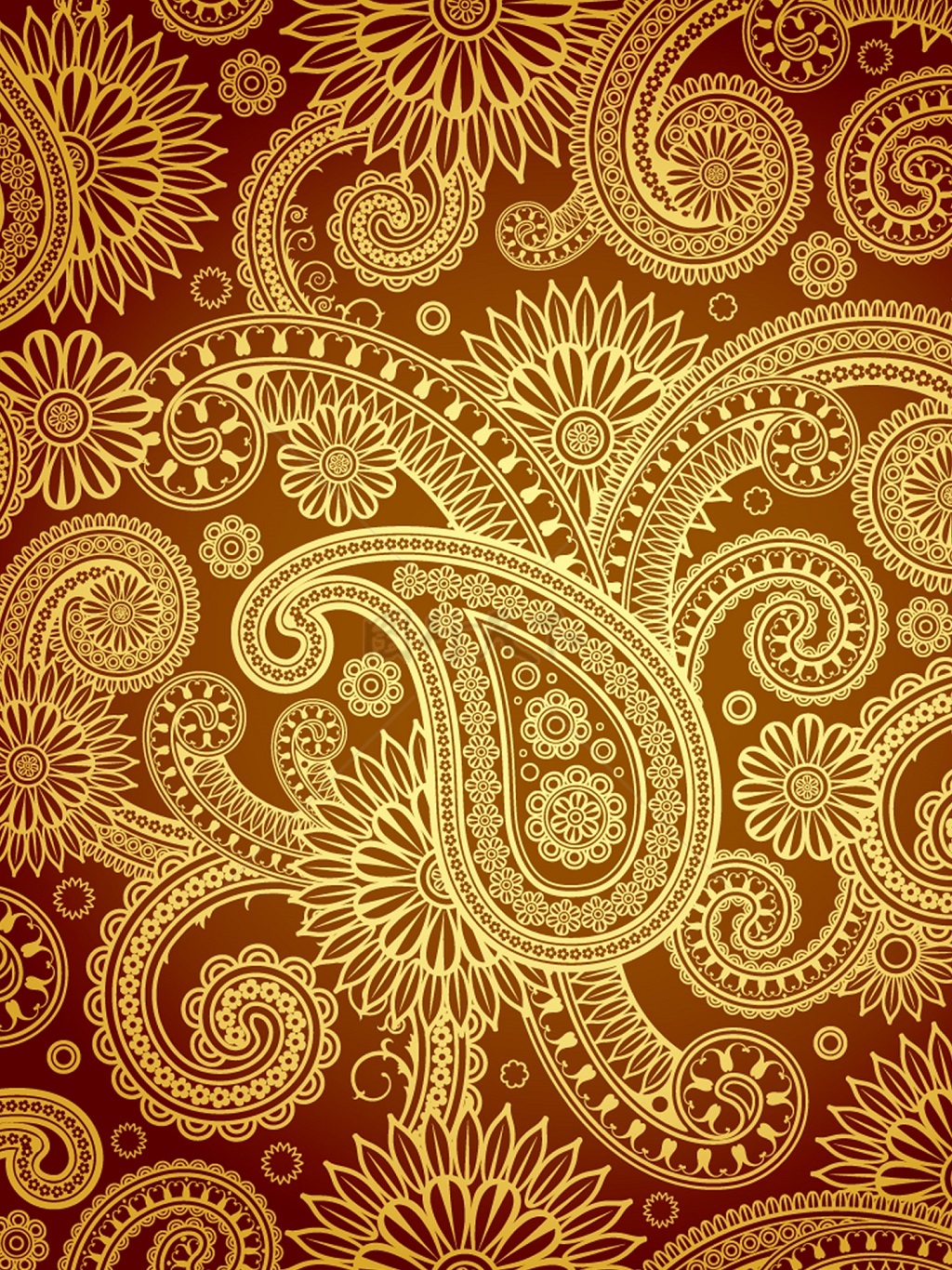 传统 欧式俄式花卉底图底纹  图案背景贴图 红底金边凤尾花