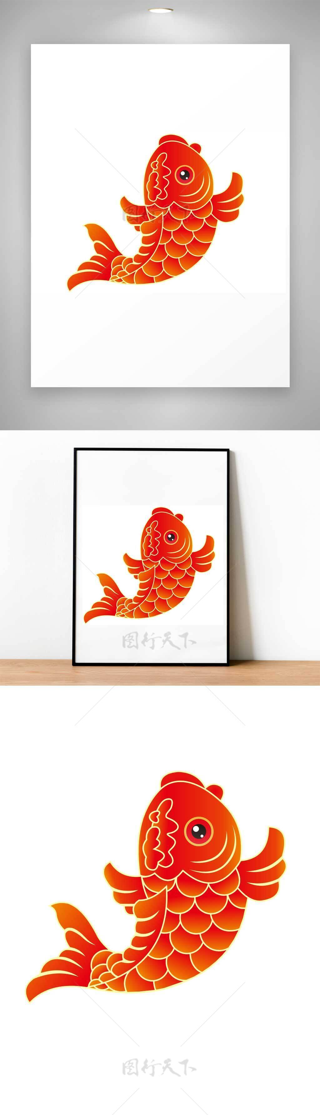 红色手绘国潮中国风鲤鱼锦鲤元素